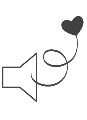 icone mégaphone avec un cœur qui jaillit.